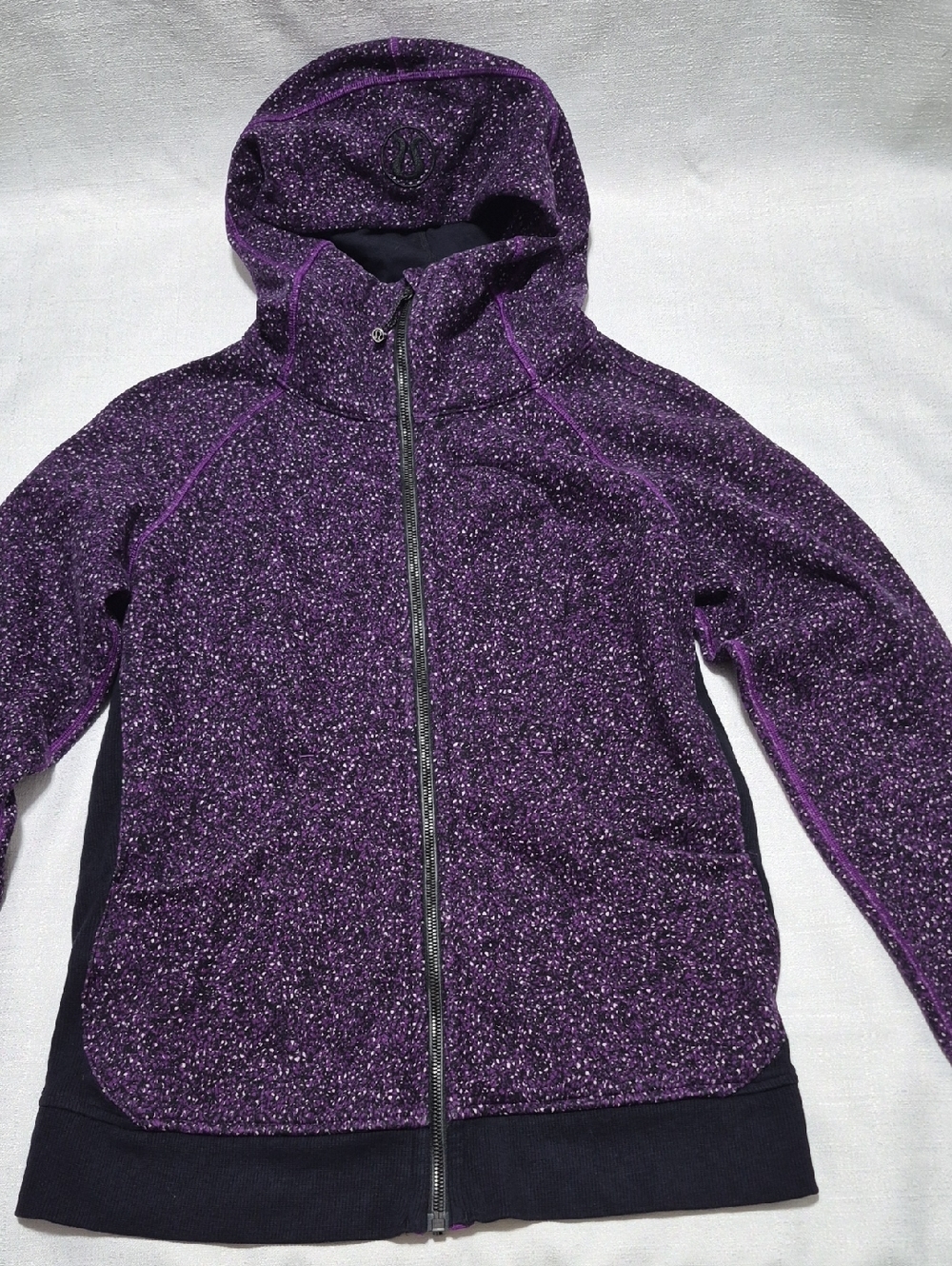 Lululemon Purple Black Marbled Pebbled Hooded Zip-Front Jacket Women Size 10